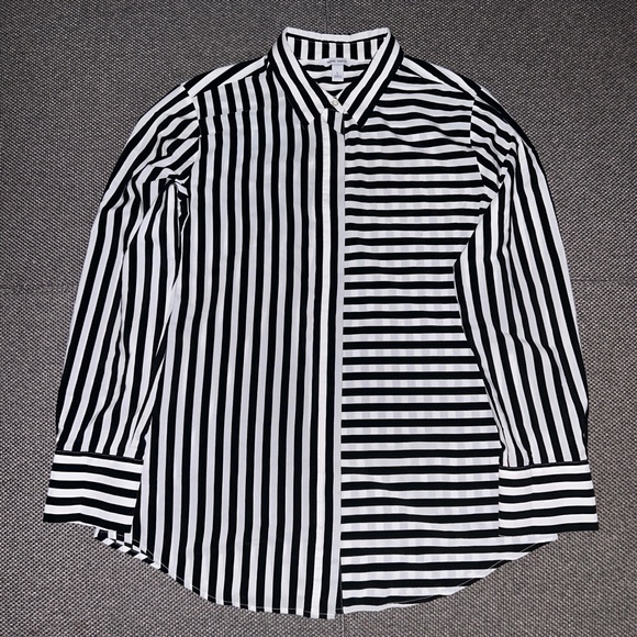 Nine West Tops - Nine West Monochrome Striped Women’s Shirt Large